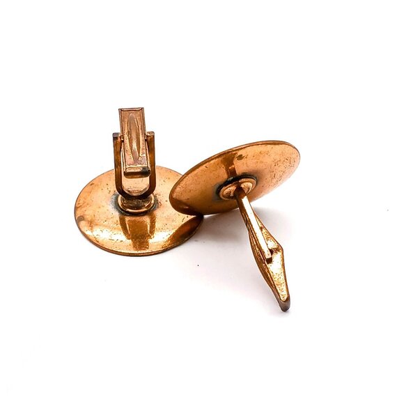 Vintage Enameled Copper Cuff Links, Blue Ombre Modernist Design Mid Century Mens - Picture 2 of 2